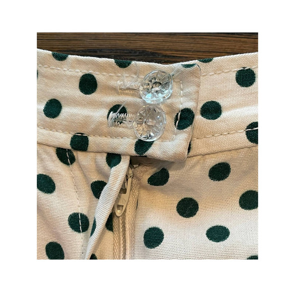 Country Set Womens Polka Dot Shorts White Green High Waisted Button Zip 23W XXS - Picture 6 of 8